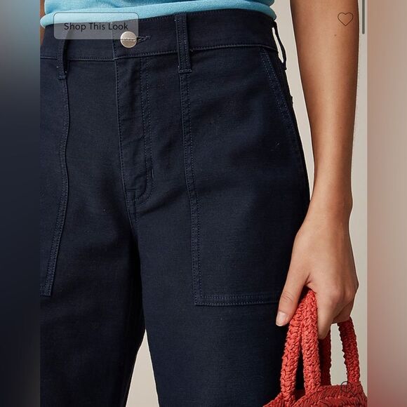 NWT J CREW Petite Camp-pocket wide-leg pant in navy - Picture 3 of 8